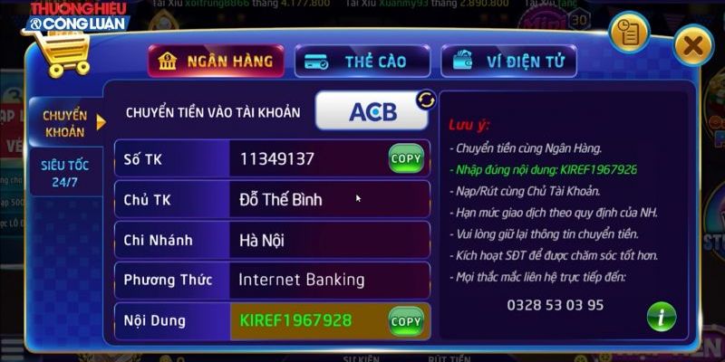 Các cách giao dịch nạp - rút khi chơi tài xỉu online